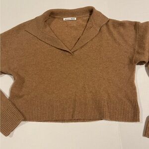 Reformation Cashmere Camel Tan Collared Cropped Sweater Size Small